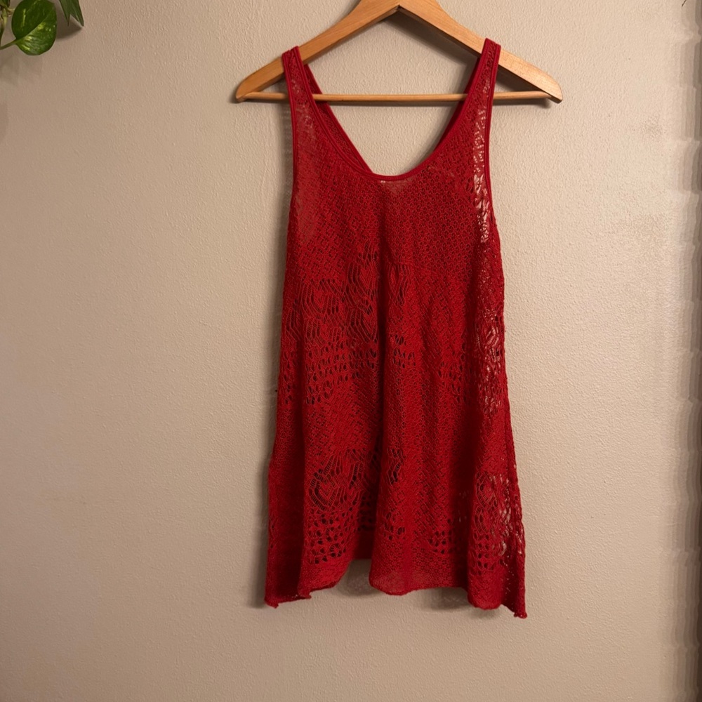 FREE PEOPLE Crochet Back Tie Up Tank